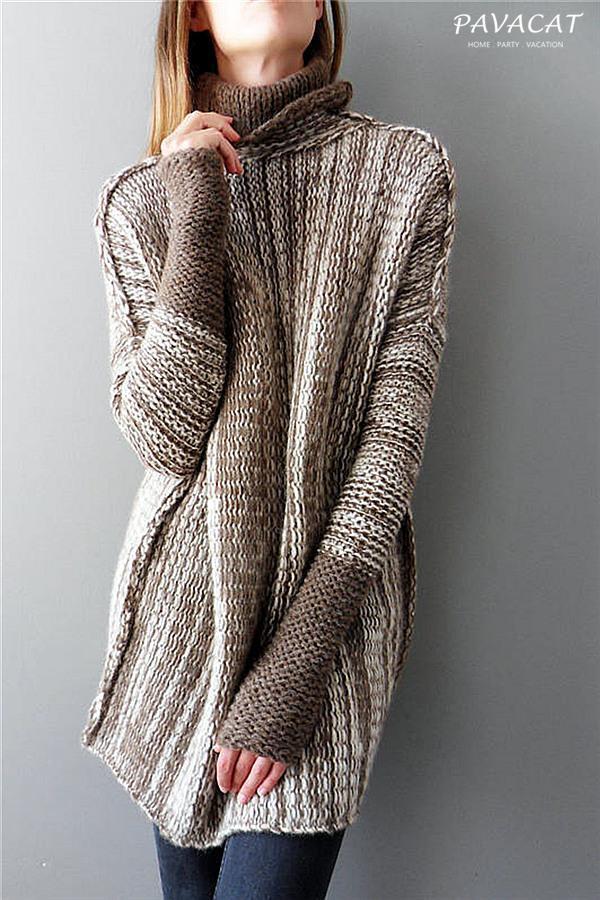 Damen-Rollkragenpullover mit Schlitz