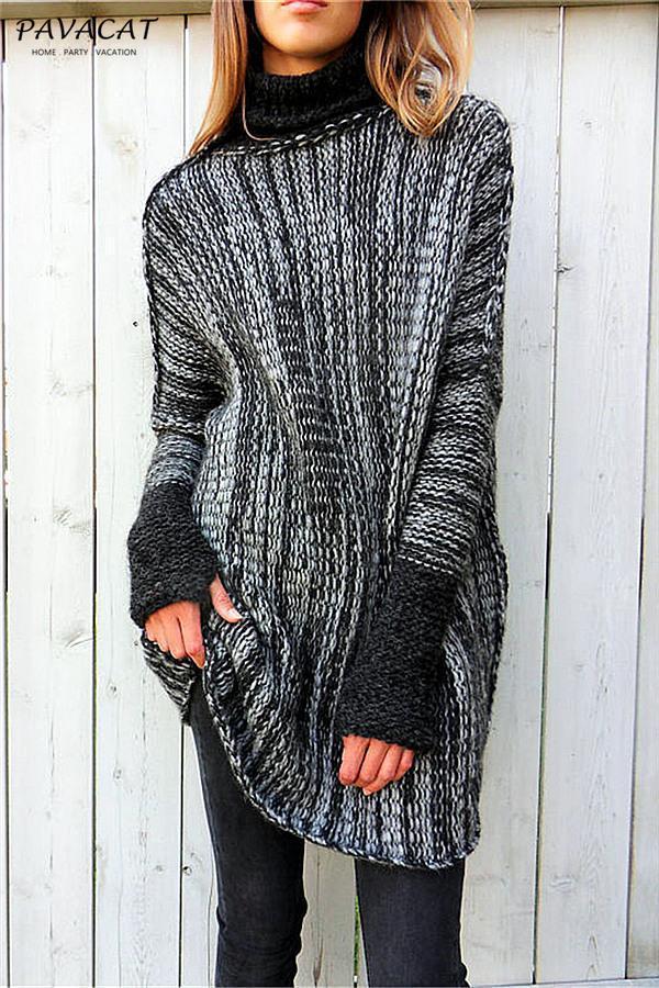 Damen-Rollkragenpullover mit Schlitz