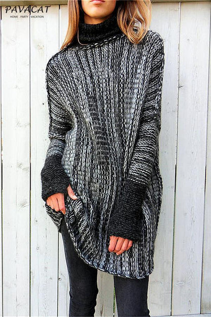 Damen-Rollkragenpullover mit Schlitz