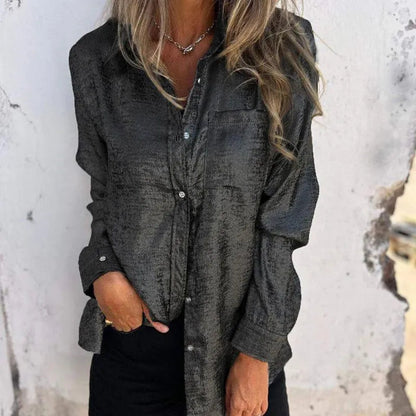 Jacke - Bluse Damen Überhemd - Lässig Elegant - Mercerisierter Stoff, Reverskragen, Verschiedene Farben - Frühling/Sommer