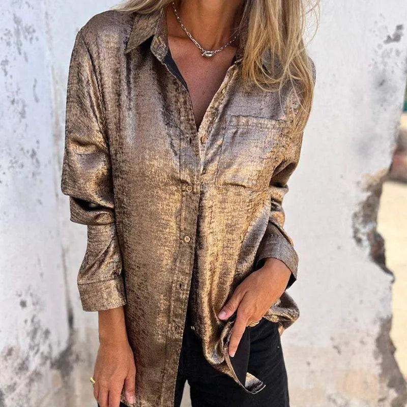 Jacke - Bluse Damen Überhemd - Lässig Elegant - Mercerisierter Stoff, Reverskragen, Verschiedene Farben - Frühling/Sommer