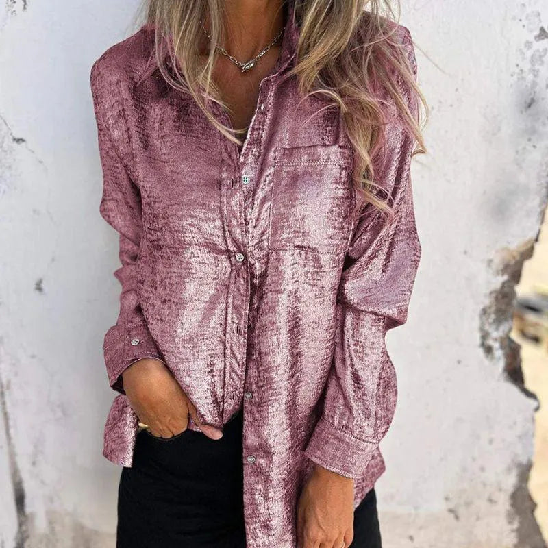 Jacke - Bluse Damen Überhemd - Lässig Elegant - Mercerisierter Stoff, Reverskragen, Verschiedene Farben - Frühling/Sommer