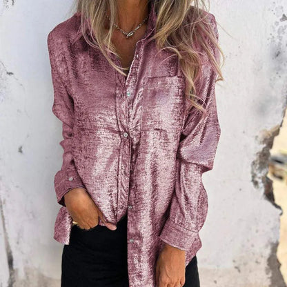 Jacke - Bluse Damen Überhemd - Lässig Elegant - Mercerisierter Stoff, Reverskragen, Verschiedene Farben - Frühling/Sommer