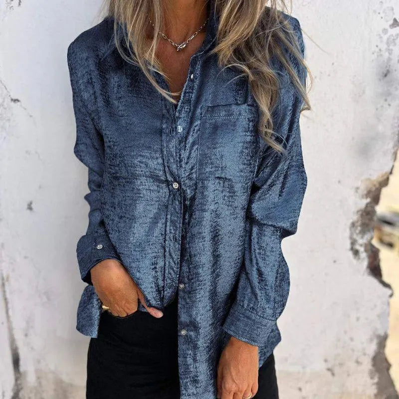 Jacke - Bluse Damen Überhemd - Lässig Elegant - Mercerisierter Stoff, Reverskragen, Verschiedene Farben - Frühling/Sommer