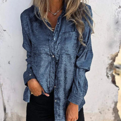 Jacke - Bluse Damen Überhemd - Lässig Elegant - Mercerisierter Stoff, Reverskragen, Verschiedene Farben - Frühling/Sommer