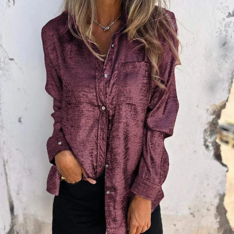 Jacke - Bluse Damen Überhemd - Lässig Elegant - Mercerisierter Stoff, Reverskragen, Verschiedene Farben - Frühling/Sommer