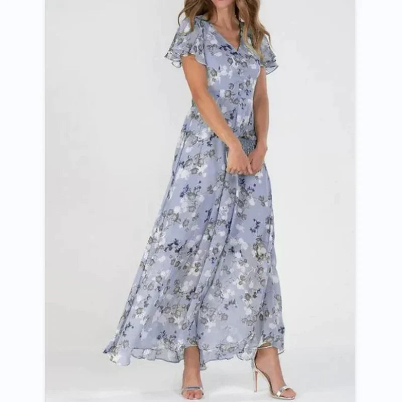 Solece - Geblümtes Maxikleid mit kurzen Ärmeln