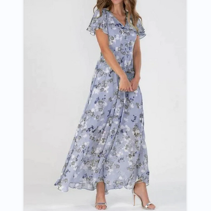 Maxikleid mit Flügelärmeln und Blumendruck