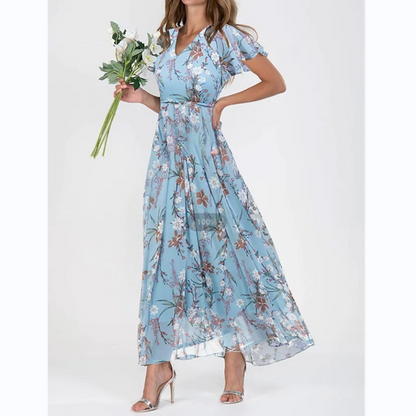 Maxikleid mit Flügelärmeln und Blumendruck