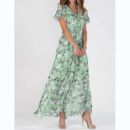 Maxikleid mit Flügelärmeln und Blumendruck
