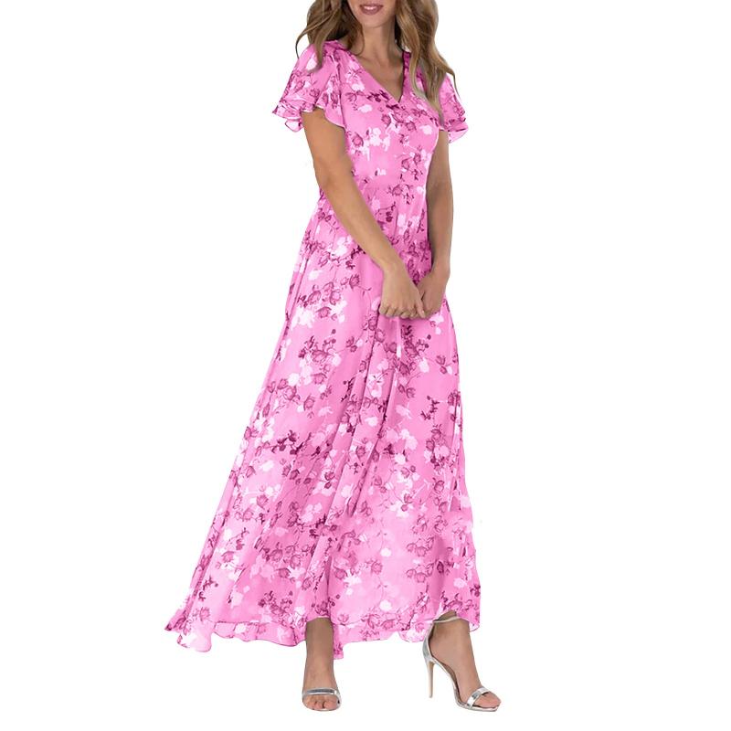 Maxikleid mit Flügelärmeln und Blumendruck