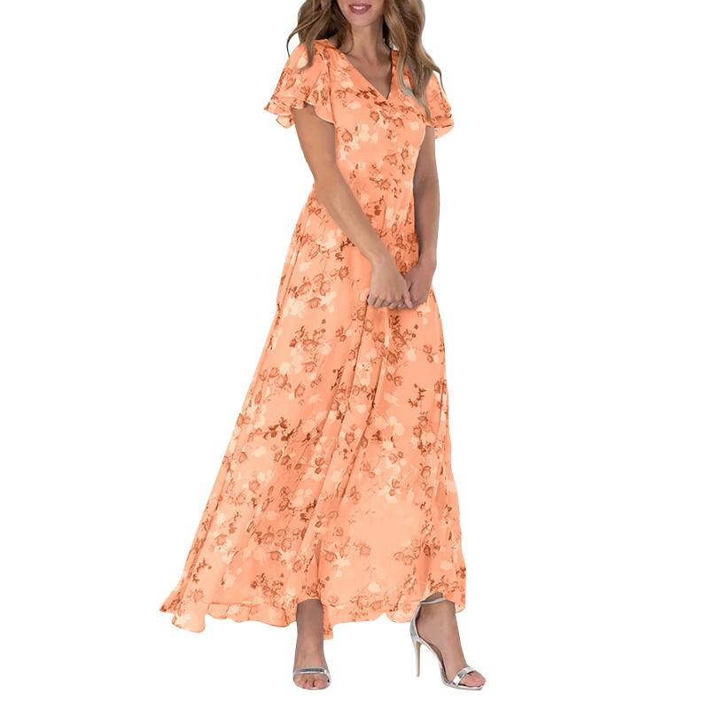 Maxikleid mit Flügelärmeln und Blumendruck