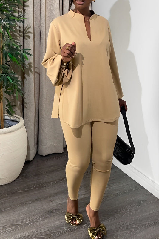 Miah - Elegantes einfarbiges Outfit-Set für Frauen