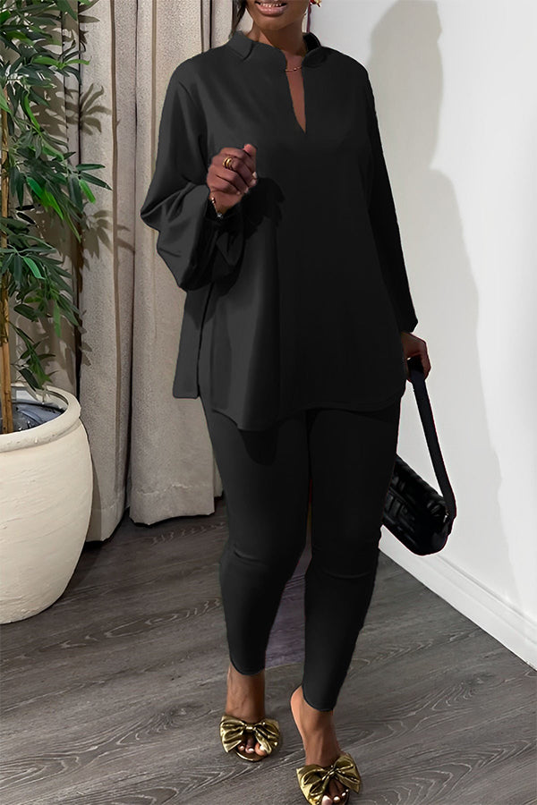 Miah - Elegantes einfarbiges Outfit-Set für Frauen