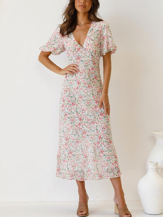 Bandage-Kleid ohne V-Ausschnitt mit Print
