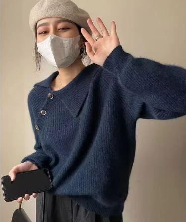 Paloma - Eleganter Herbstpullover mit geknöpftem Halbkragen für Frauen