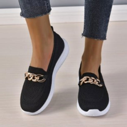 Damen Strick Sneaker Loafer Slip On