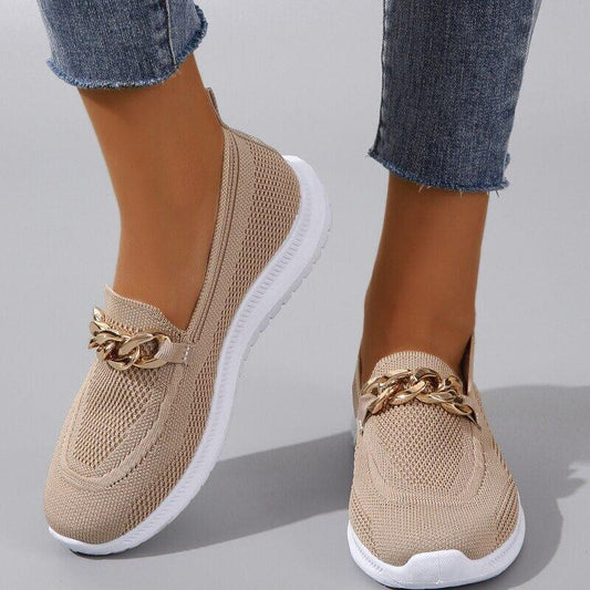 Damen Strick Sneaker Loafer Slip On