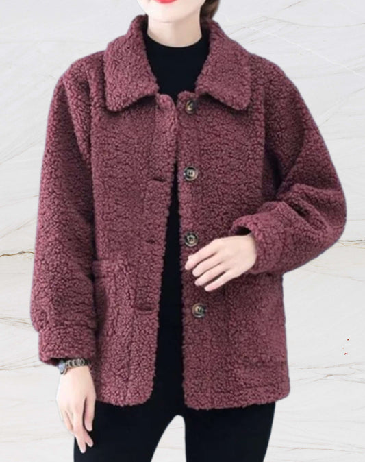 Warme Damen-Fleecejacke mit Polokragen