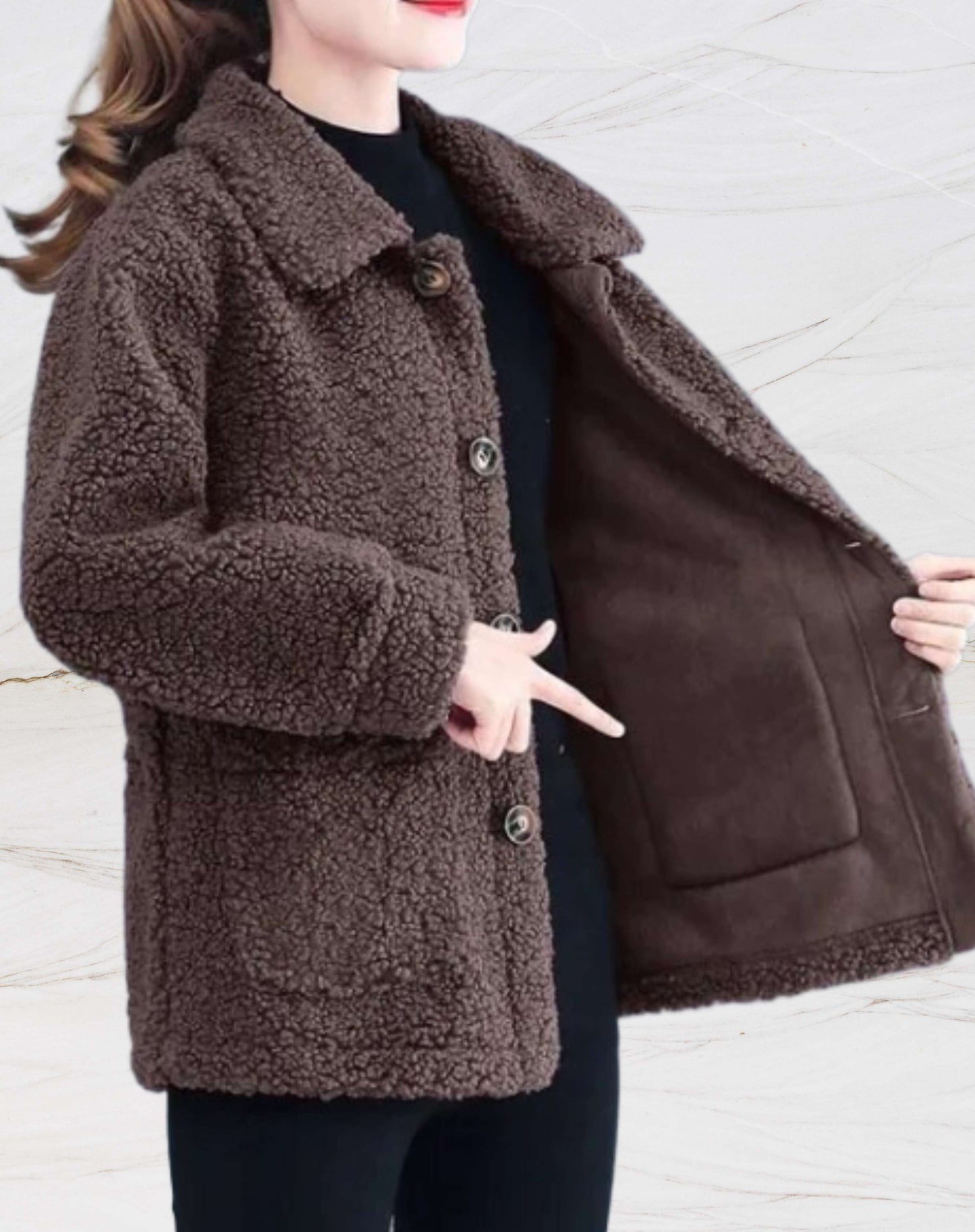 Warme Damen-Fleecejacke mit Polokragen