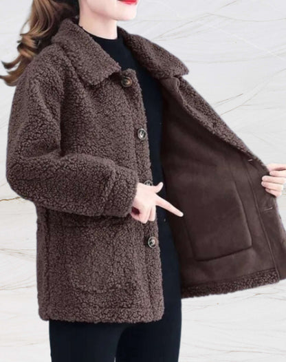 Warme Damen-Fleecejacke mit Polokragen