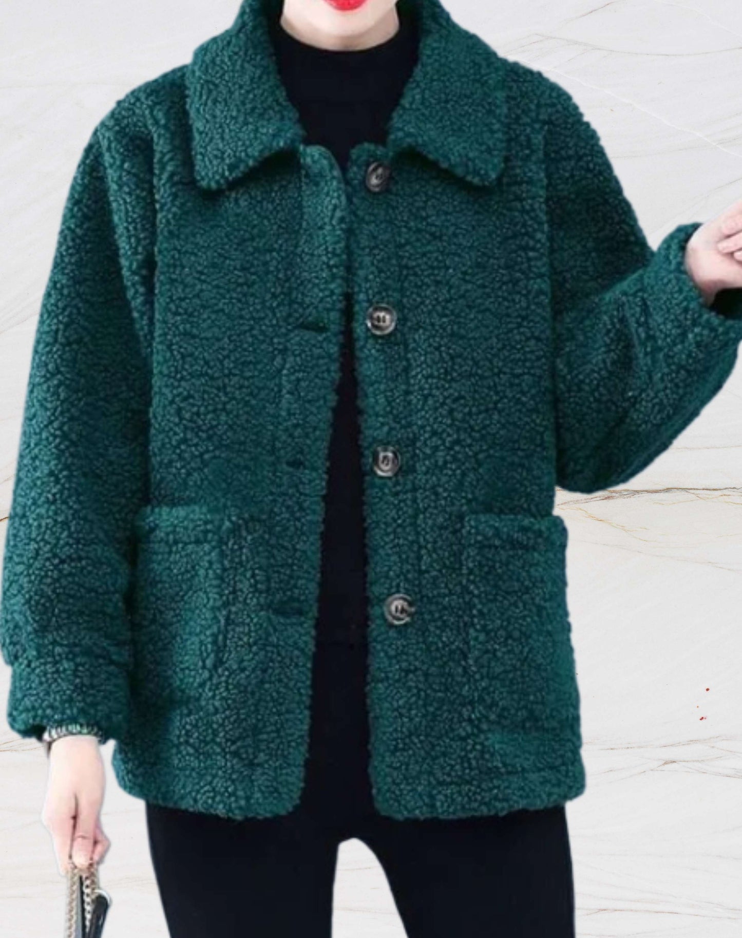 Warme Damen-Fleecejacke mit Polokragen