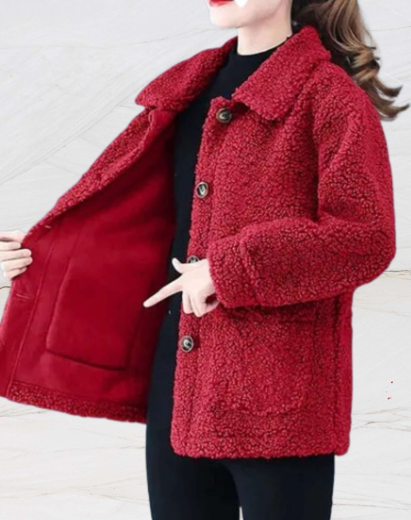 Warme Damen-Fleecejacke mit Polokragen