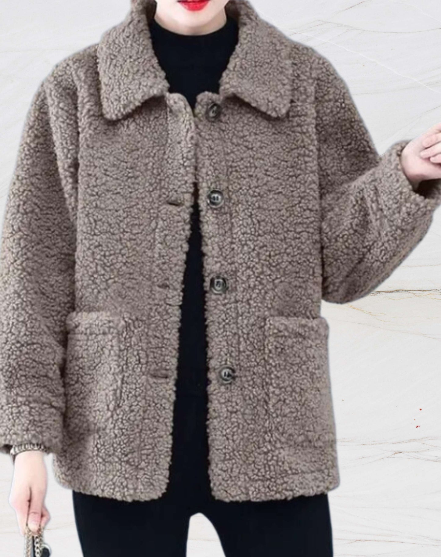 Warme Damen-Fleecejacke mit Polokragen