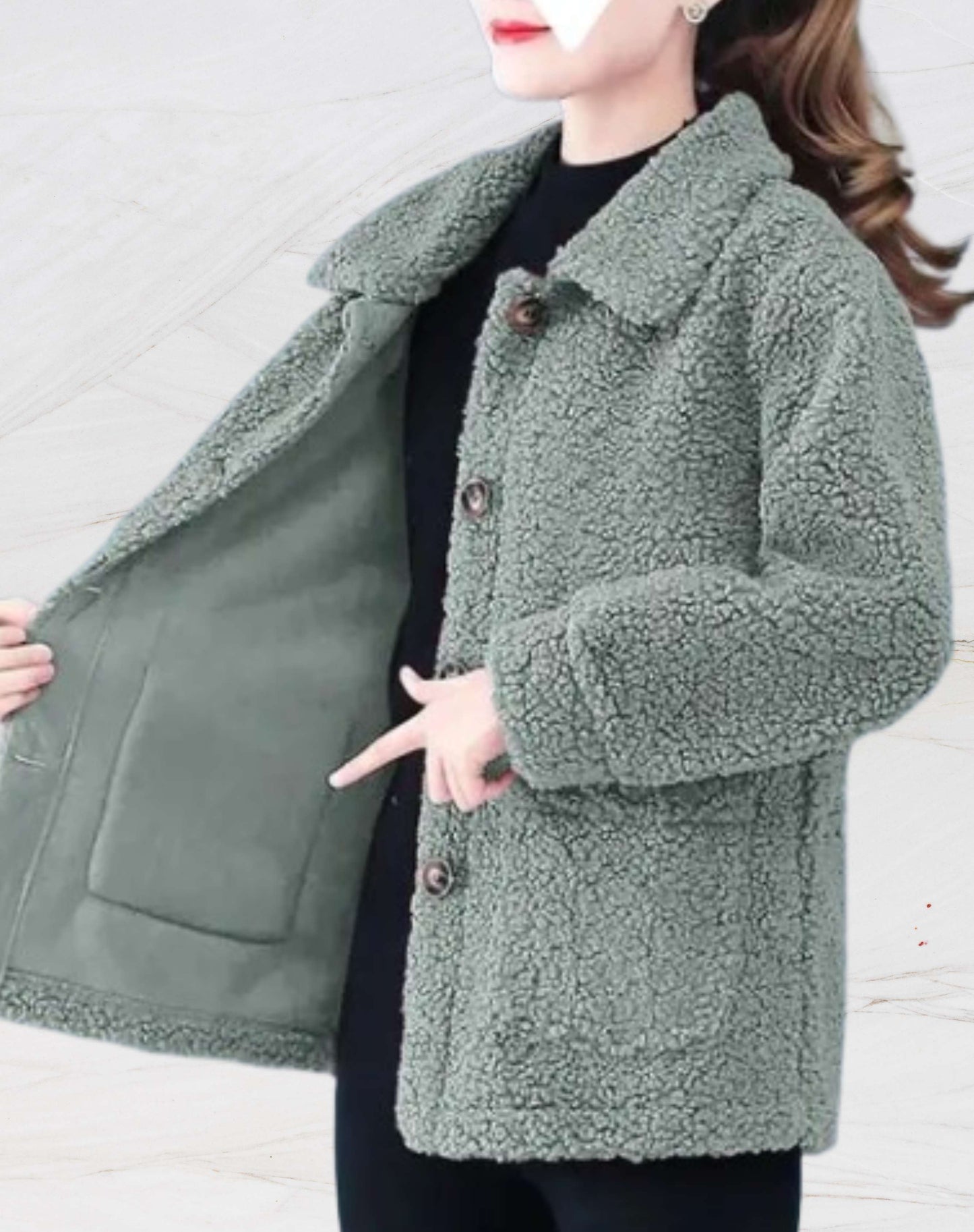 Warme Damen-Fleecejacke mit Polokragen