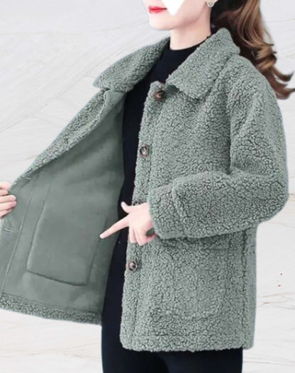 Warme Damen-Fleecejacke mit Polokragen