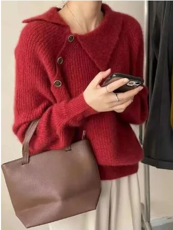 Paloma - Eleganter Herbstpullover mit geknöpftem Halbkragen für Frauen