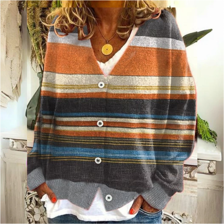 Damen Strickjacke mit Blumenknöpfen