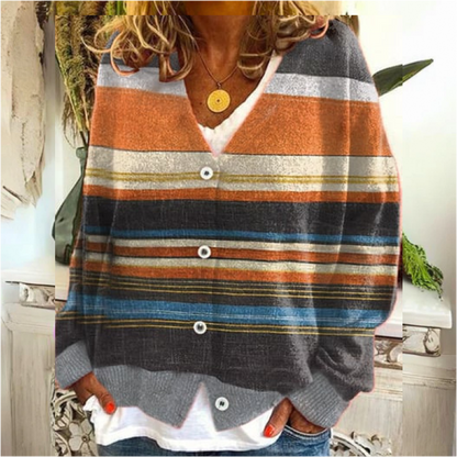Damen Strickjacke mit Blumenknöpfen