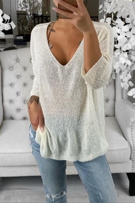 V-Ausschnitt Freizeitpullover für Frauen