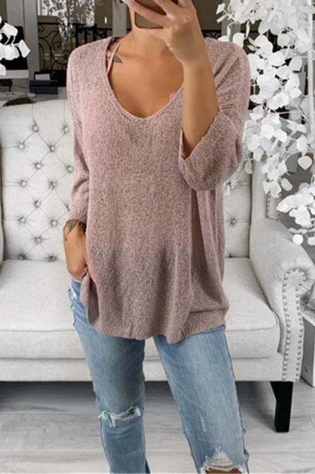 V-Ausschnitt Freizeitpullover für Frauen