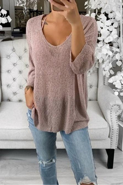 V-Ausschnitt Freizeitpullover für Frauen