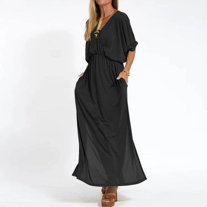 Langes Kleid mit V-Ausschnitt
