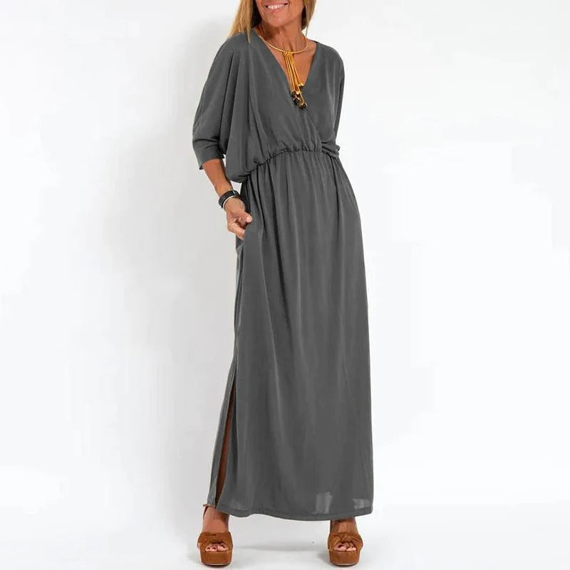 Langes Kleid mit V-Ausschnitt