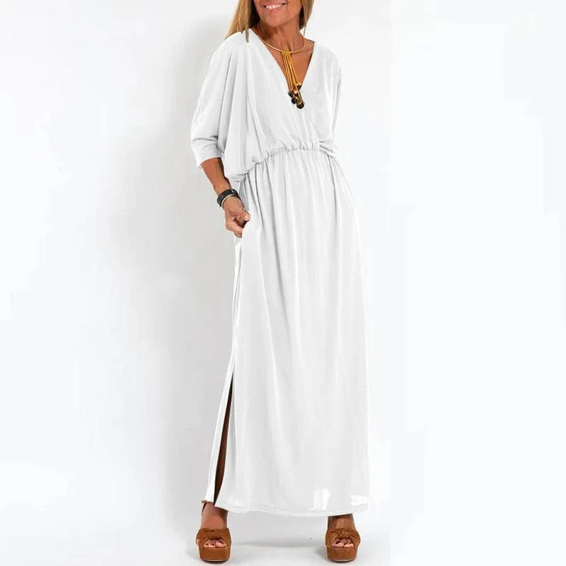 Langes Kleid mit V-Ausschnitt