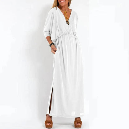 Langes Kleid mit V-Ausschnitt