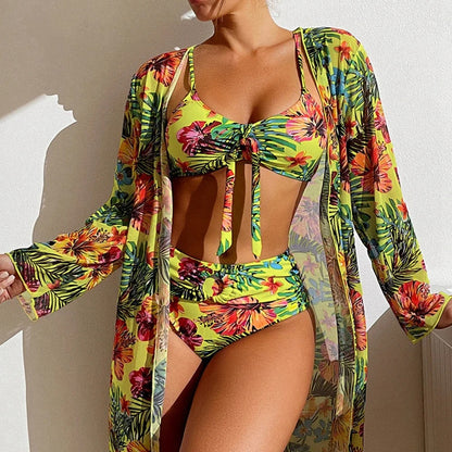 Bikini mit Blumendruck und Overlay