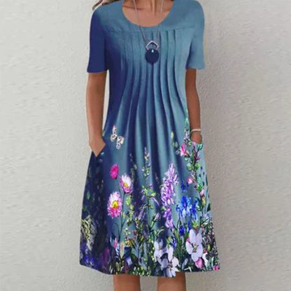 Marlene - Plissiertes Minikleid mit floralem Muster