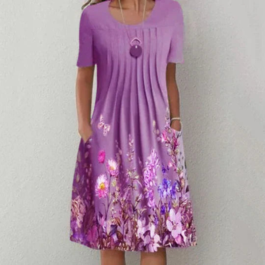 Marlene - Plissiertes Minikleid mit floralem Muster