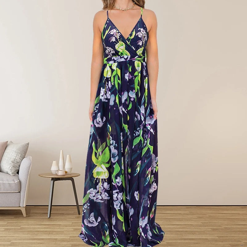 Ada - Langes Kleid mit mehrfarbigem Druck
