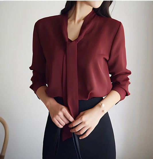 Waya Bluse | Frauen Fliege Langarmbluse
