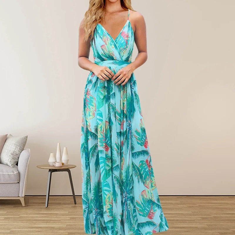 Ada - Langes Kleid mit mehrfarbigem Druck