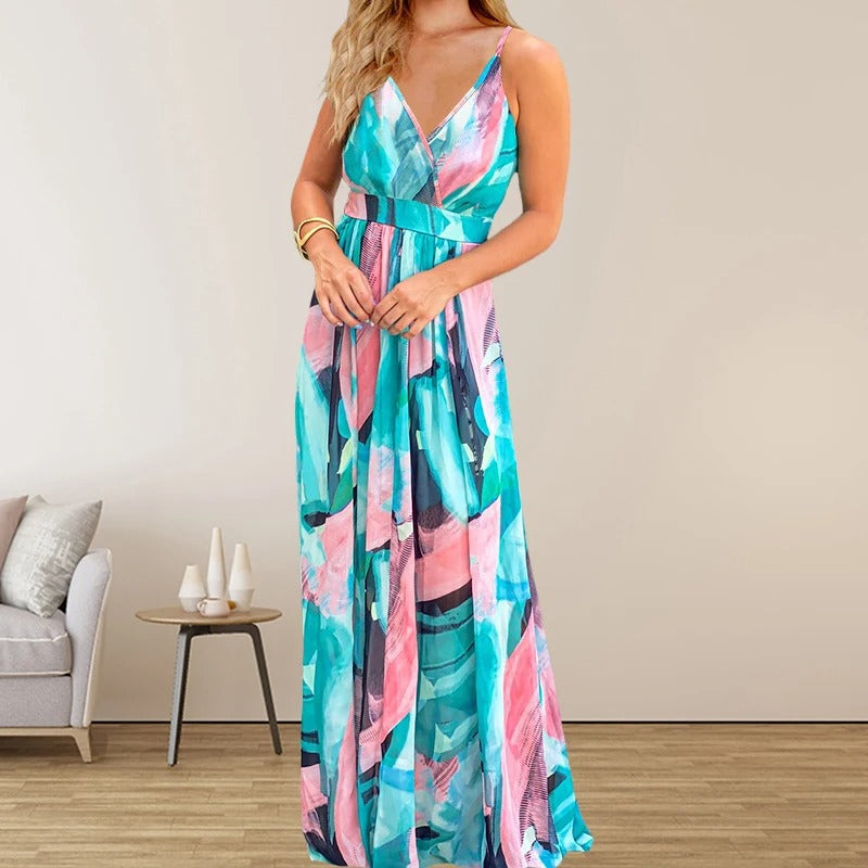 Ada - Langes Kleid mit mehrfarbigem Druck