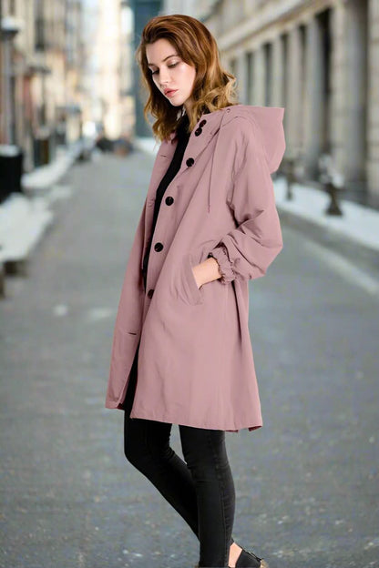 Eleganter, vielseitiger und wasserdichter Regenmantel mit Kapuze für Damen