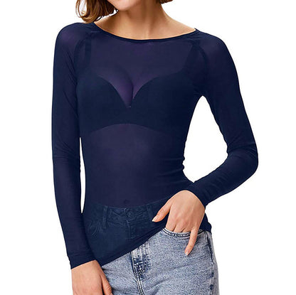 MELINDA | Glänzendes Mesh Stylisches Langarm-Shirt