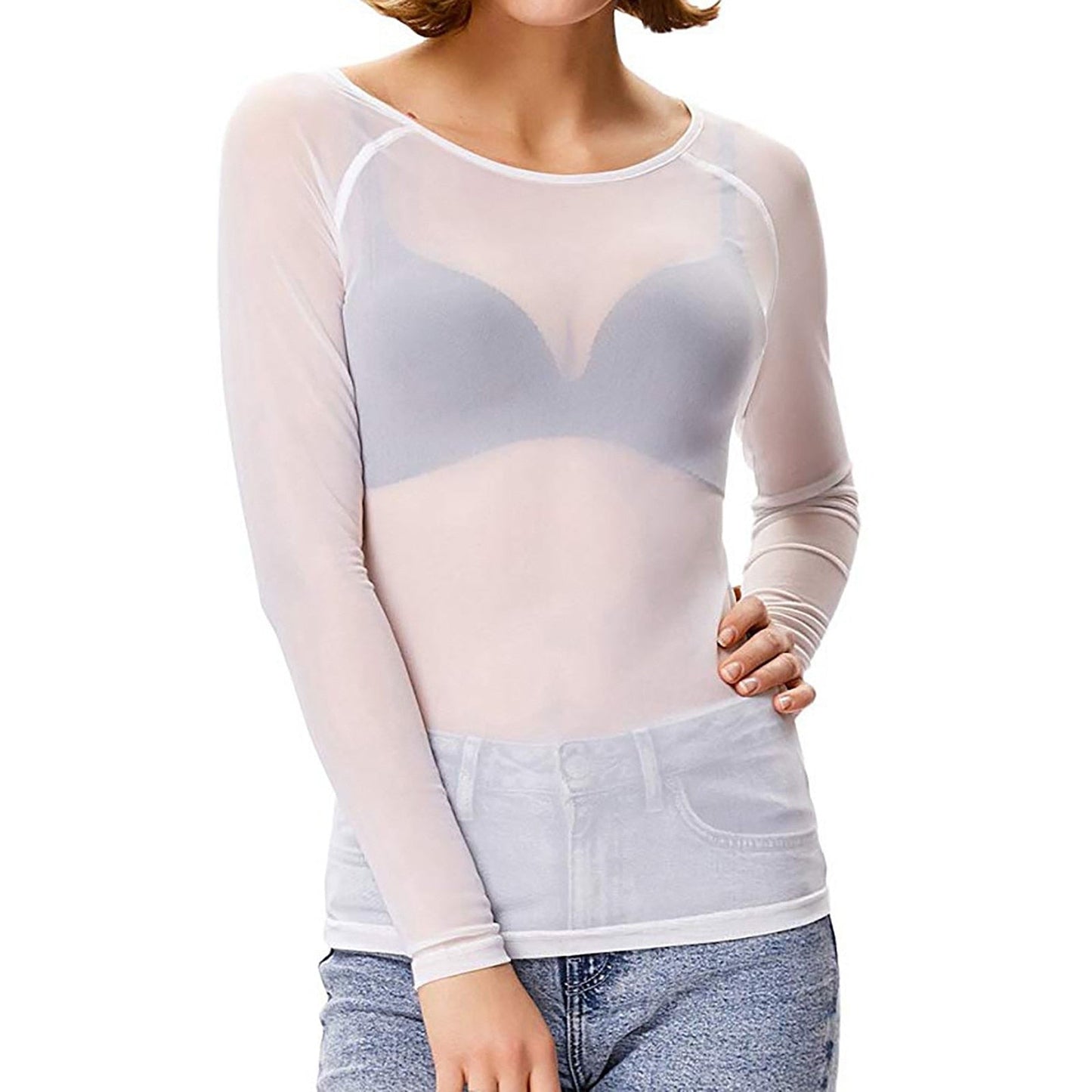 MELINDA | Glänzendes Mesh Stylisches Langarm-Shirt